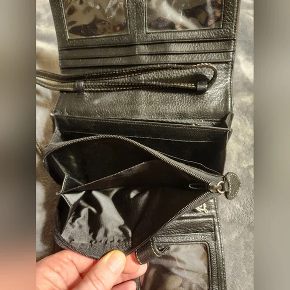 VINTAGE Brighton all leather wallet/crossbody purse/with original pen - Picture 7 of 11